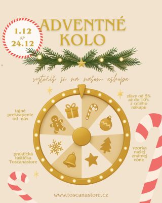 🎄 ADVENTNÉ KOLO ŠŤASTIA JE TU! 🎄 Vianoce sa u nás začínajú vo veľkom štýle💫 Na www.toscanastore.cz sme práve spustili...